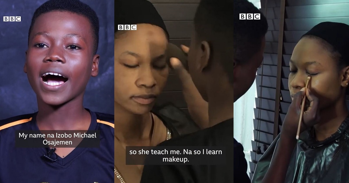 Meet Michael Izobo: The 14 year old makeup artiste literally making his mark on people’s faces (Video)