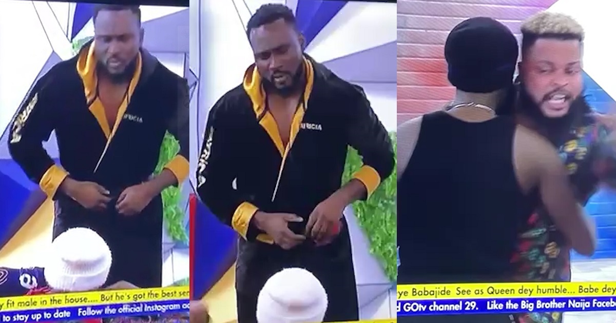 #BBNaija VIDEO: Moment Pere ‘adjusted his belt’ like he wanted to beat up WhiteMoney, then it turned to a ‘fight scene’
