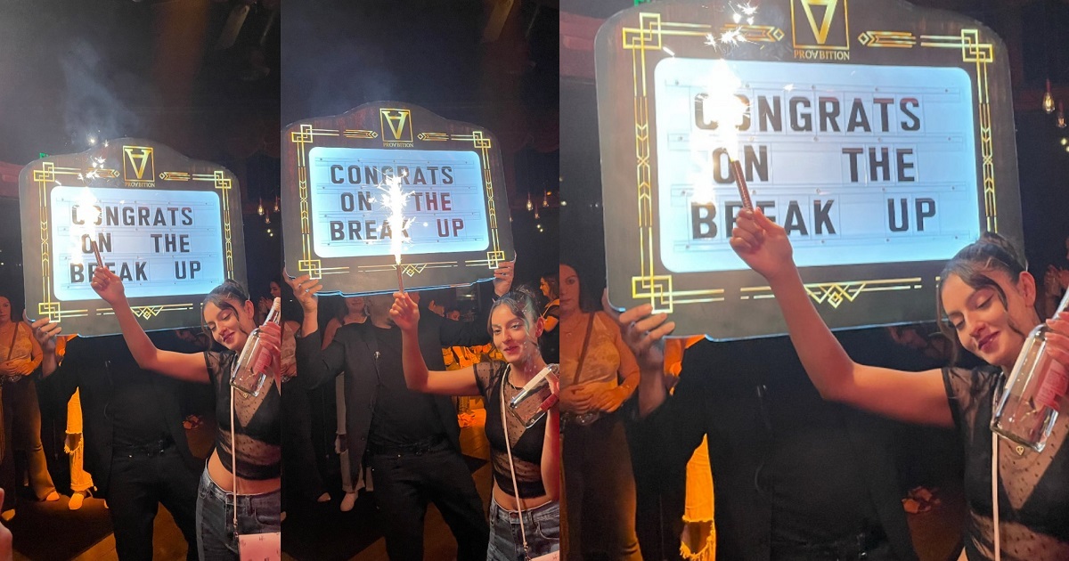 Young lady hits the club to celebrate her breakup in style