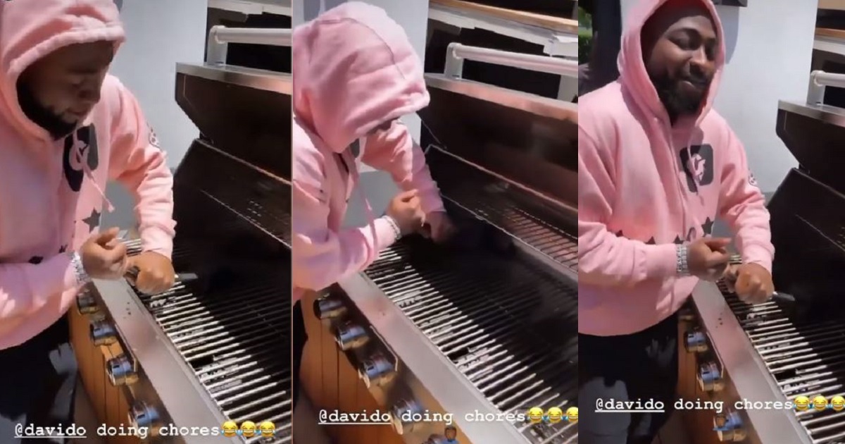 Fans reacts as a video of Davido doing ‘house chores’ surfaces online (watch)