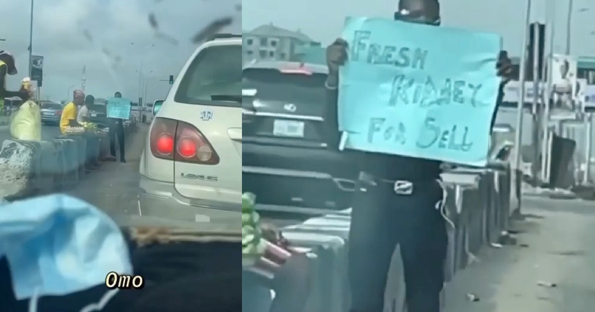 Man seen advertising for “fresh kidney” in Lagos traffic