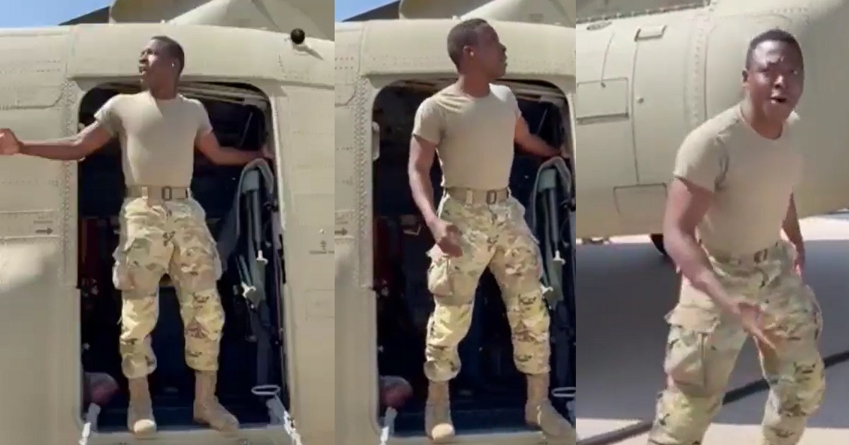 Hilarious video of a Lagos-raised US military officer acting like a bus conductor on a military jet