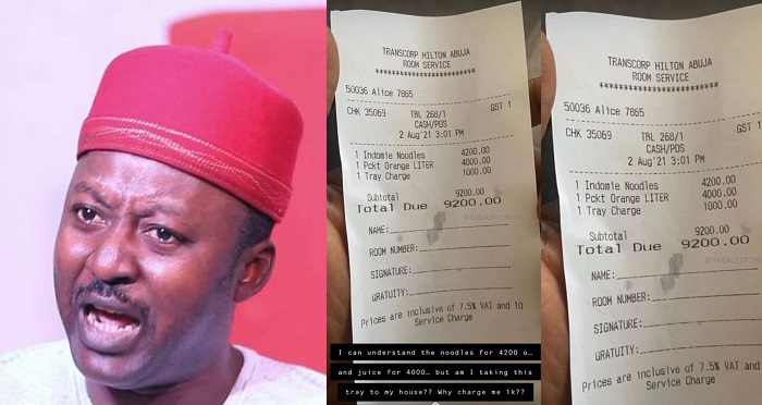 Man cries out after receiving N1k charge for tray that was used in serving him in an hotel