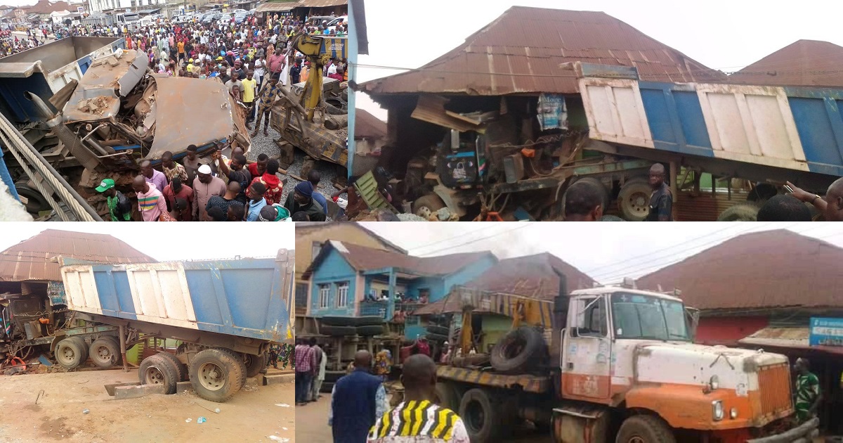 Mother, daughter and one other crushed to death as truck rams into building in Ijebu-Ode (Photos)