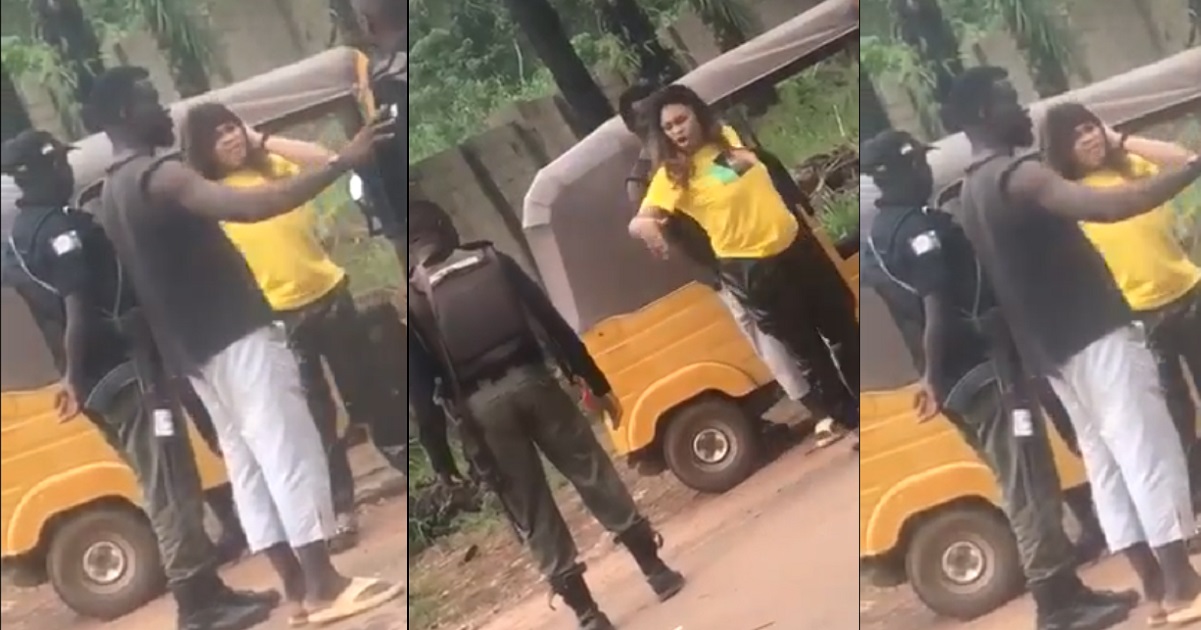 Police Officer caught on camera assaulting woman and calling her ‘ashawo’ in Enugu (video)