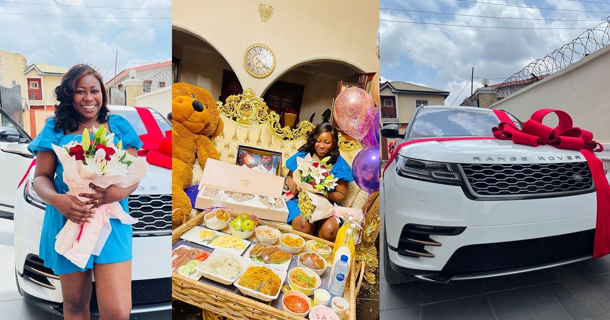 “God When” – Social Media Users react to Jeweler Kolade gifting his Wife a brand new Range Rover for her birthday.