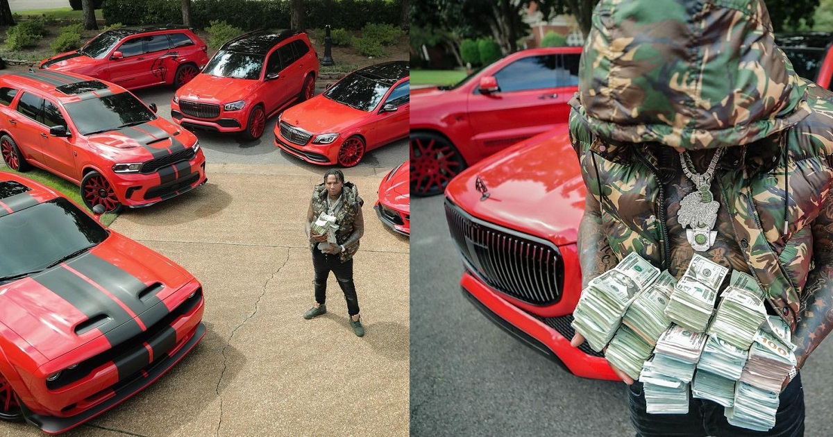 “I had nothing but Fs on my report card. Everything is possible” – Rapper Moneybagg Yo, writes as he flaunts his luxury cars and money.