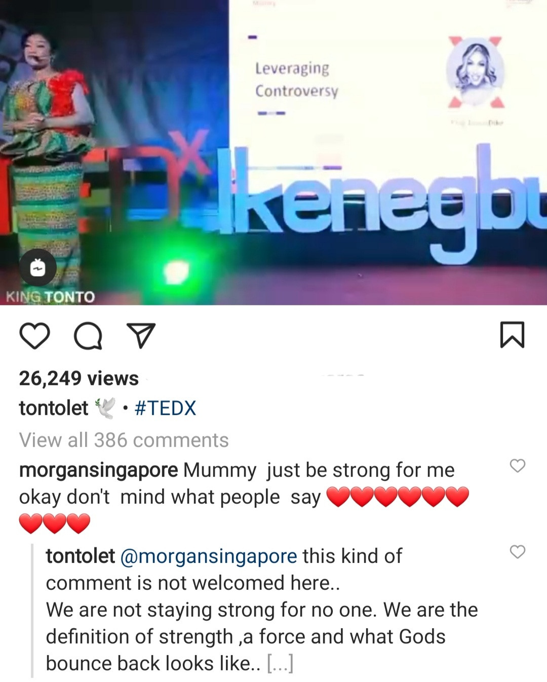 Tonto Dikeh tells fan