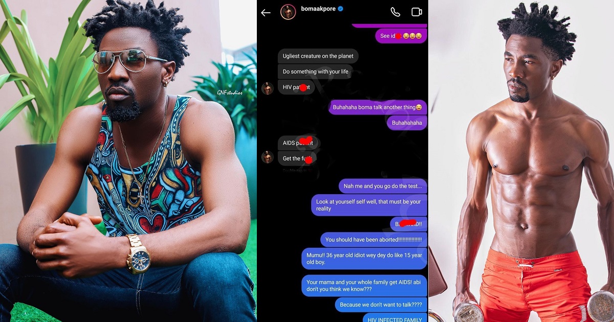 Between Boma and a married lady who sent him an unflattering message on Instagram
