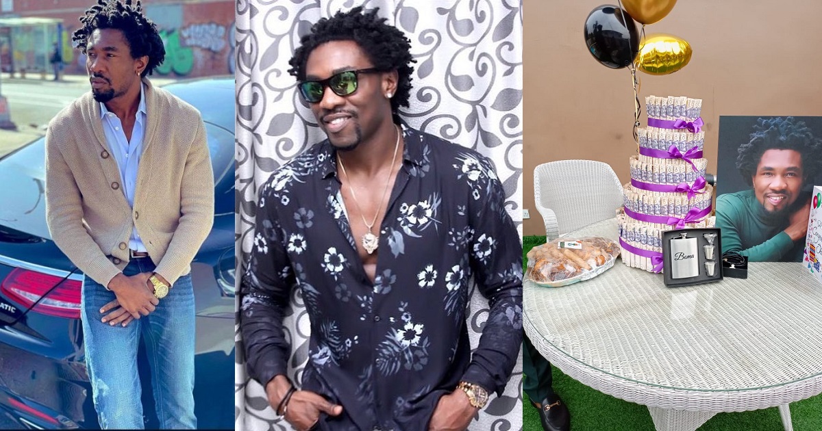#BBNaija: Former housemate, Boma’s fans show their genuine love for him with a tray of small chops, customized flask among other gift items