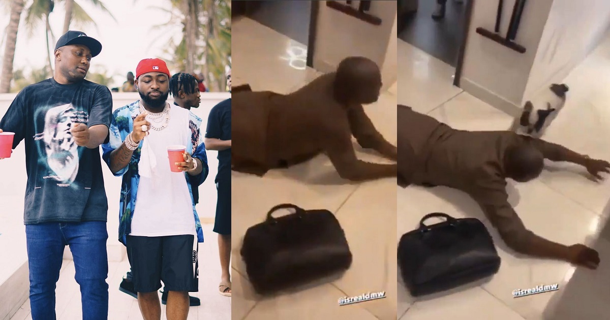 Israel DMW prostrates for his boss, Davido after reconciling with him (Video)