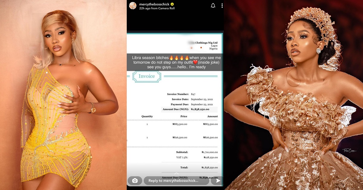 Reality star, Mercy Eke shows off receipt of her birthday dress worth over N1.8M