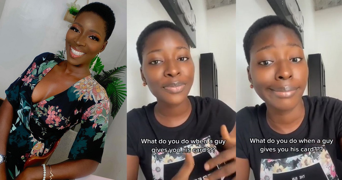 “A guy I vibed with gave me his card instead of collecting my number, what should I do” – Confused lady asks [Video]
