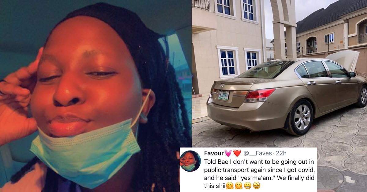 Nigerian lady receives car gift from her man due to Covid-19