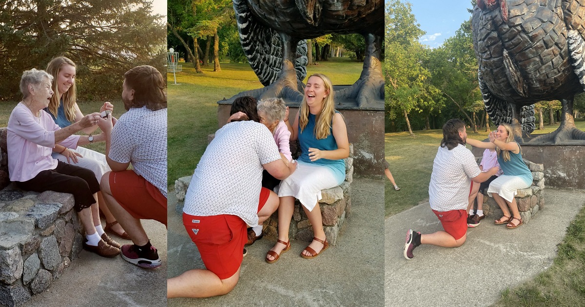 Man proposes to girlfriend in her grandmother’s presence; grandma says Yes on her behalf (Photos)