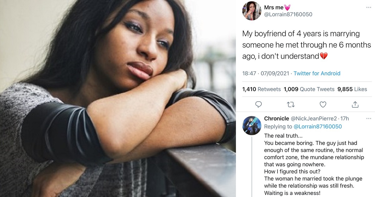 “My boyfriend of 4 years is getting married to a lady he met through me 6 months ago” – Heartbroken lady cries out