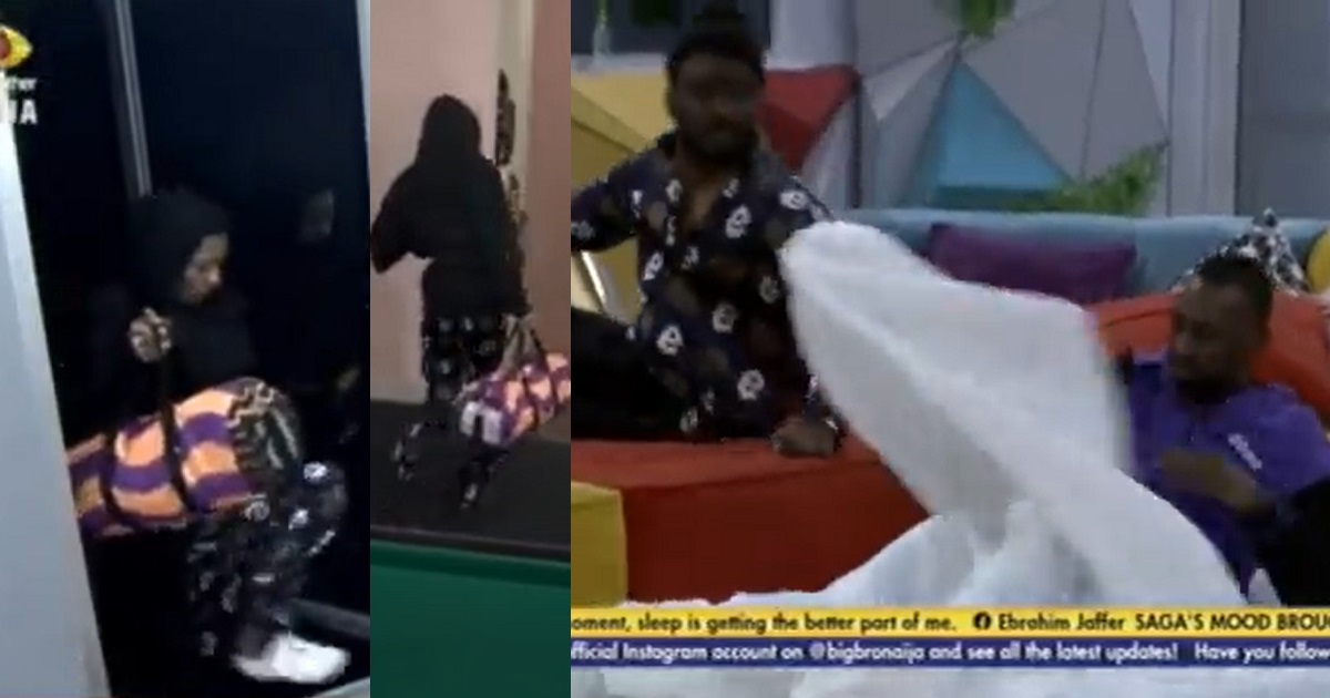 #BBNaija: Moment Nini snuck back into the house and Pere almost caught her (video)