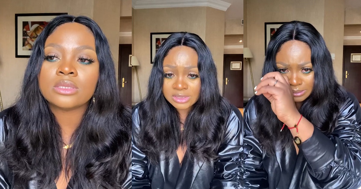 BBNaija Actress, Tega breaks down in tears as she publicly apologizes to her husband for her ‘movies’ with Boma while on the show (video)