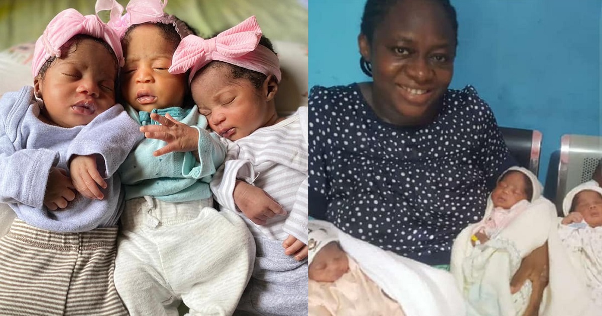 “Jehovah overdo” – Nigerian woman gives birth to triplets after 15 years of marriage