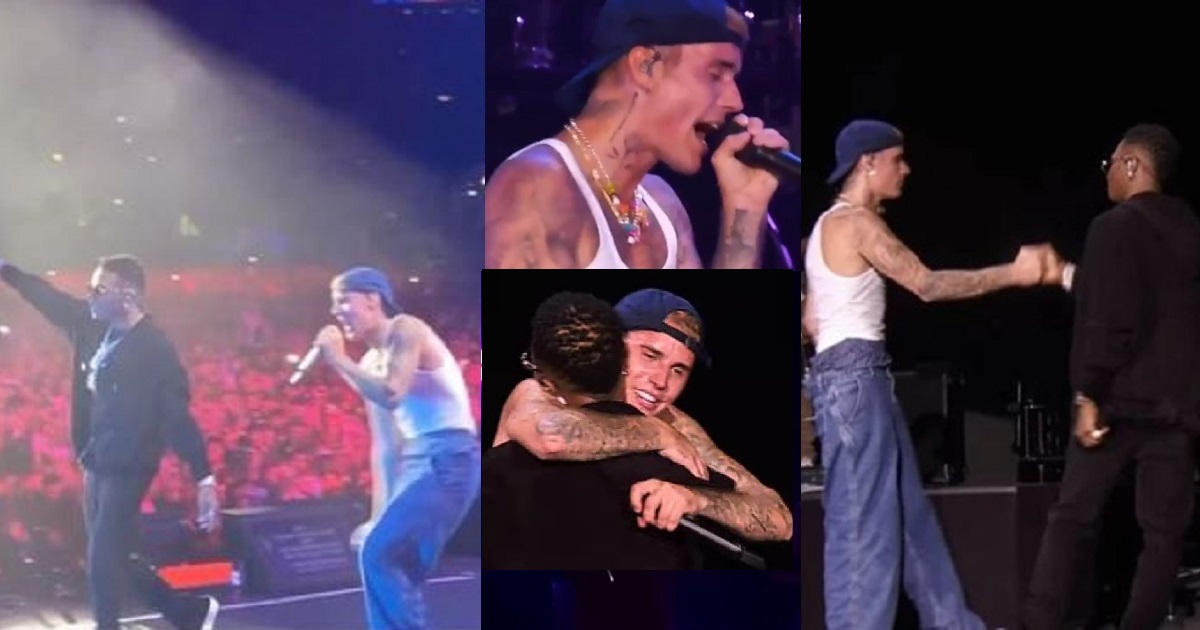 Crowd go wild as Wizkid and Justin Bieber perform ”Essence” in America (Video)