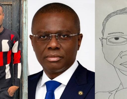 “Bring it to my Office and present it to me, hmmm” – Gov. Sanwo-Olu tells a ‘talented’ artist who drew him
