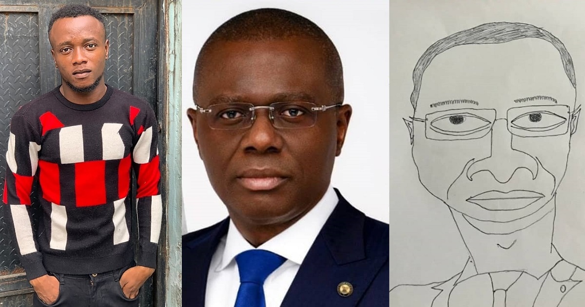 “Bring it to my Office and present it to me, hmmm” – Gov. Sanwo-Olu tells a ‘talented’ artist who drew him