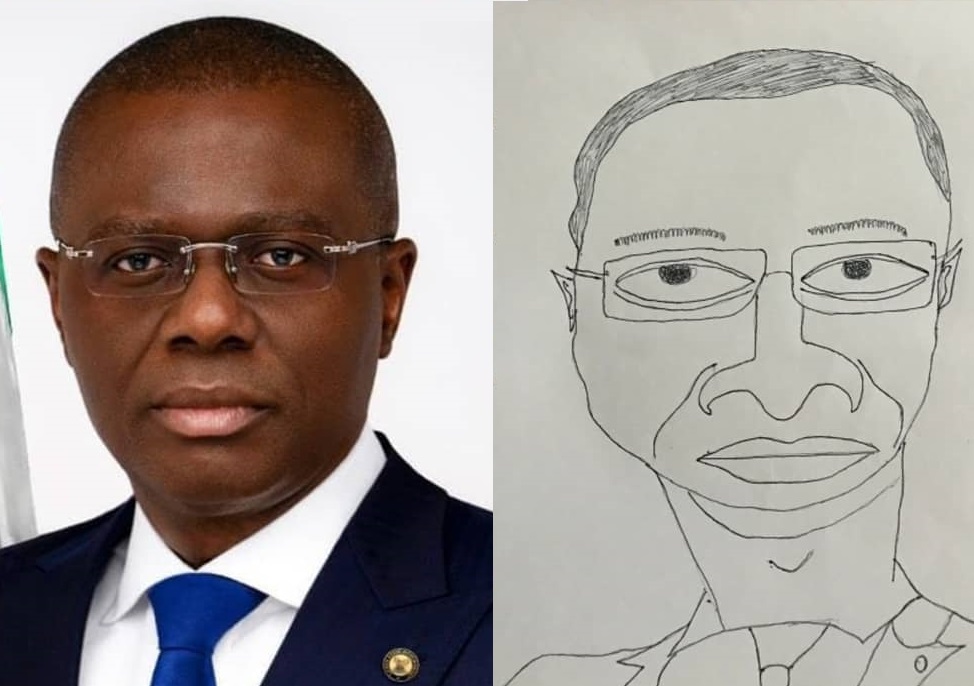 Gov. Sanwo-olu responds after an artiste drew a rare picture of him. 2 245512124 1520985751597854 9109990322681359992 n