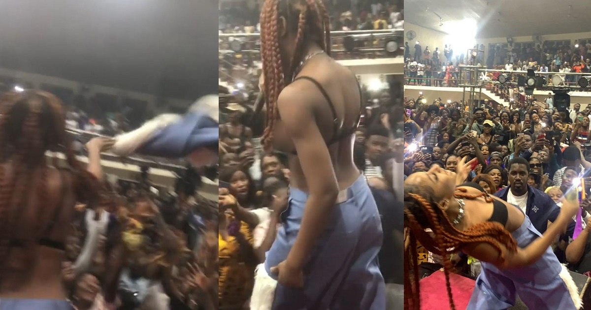 Wild moment singer, Ayra Starr took off her jacket while performing for UNIBEN students (WATCH)