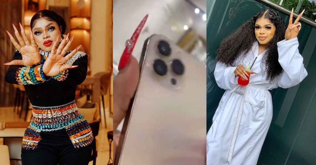 “Na dis kind fake life I want” – Bobrisky writes as he shows off his brand new iPhone 13 (video)