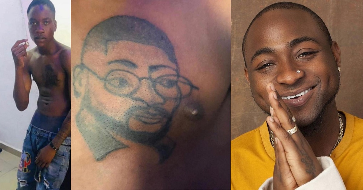 Die-Hard Davido fan tattoos his face on his chest (Photos)