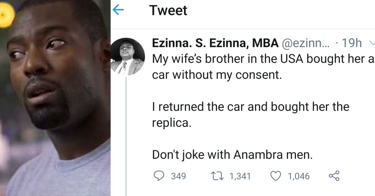 “It’s about respect” – Man shares action he took after his wife’s brother bought her a car without his consent
