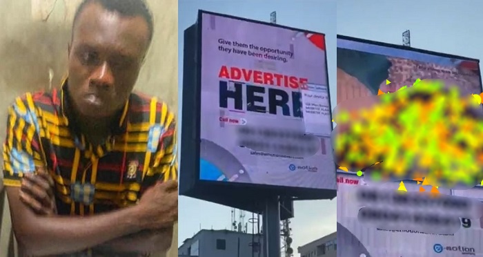 Man arrested for playing a p*rn video on a billboard in Rivers State (Details)