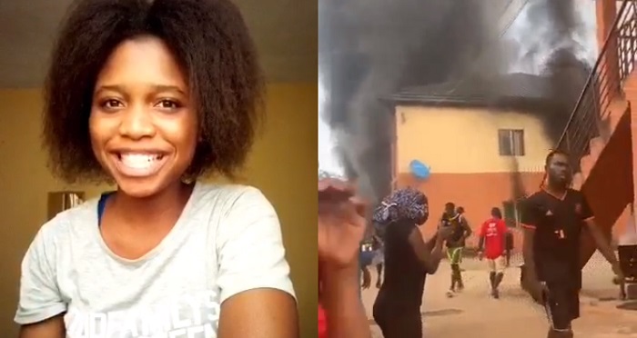 Video captures moment gas explosion occurred while a UNIZIK student was on Facebook live (WATCH)