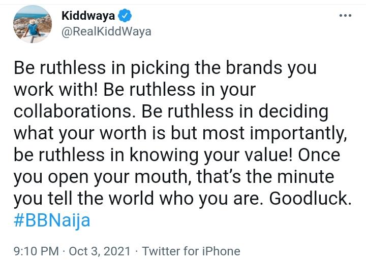 Kiddwaya advises