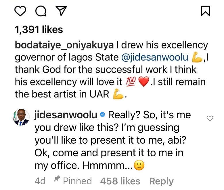 Gov. Sanwo-olu responds after an artiste drew a rare picture of him. 3 WhatsApp Image 2021 10 18 at 5.55.04 AM