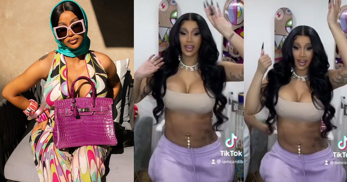 Cardi B shows off her flat tummy one month after welcoming second child (video)