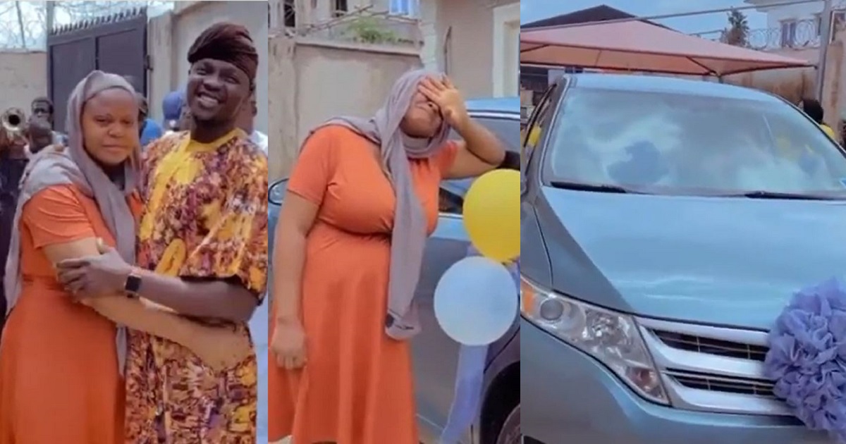 Nigerian woman gets emotional after her husband gifted her Toyota Venza after giving birth (Video)