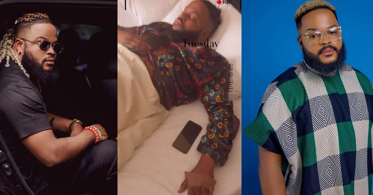 BBNaija star, Whitemoney placed on drip following ailment (Video)