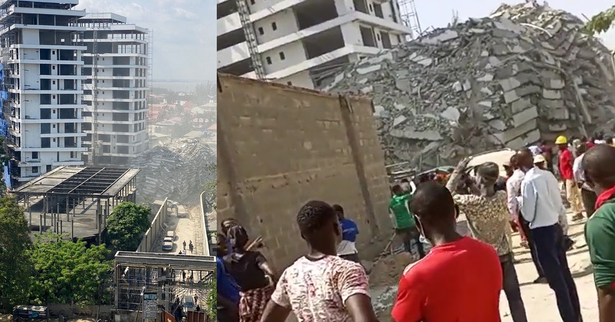 Many trapped as 21-storey building collapses in Ikoyi, Lagos. (video)