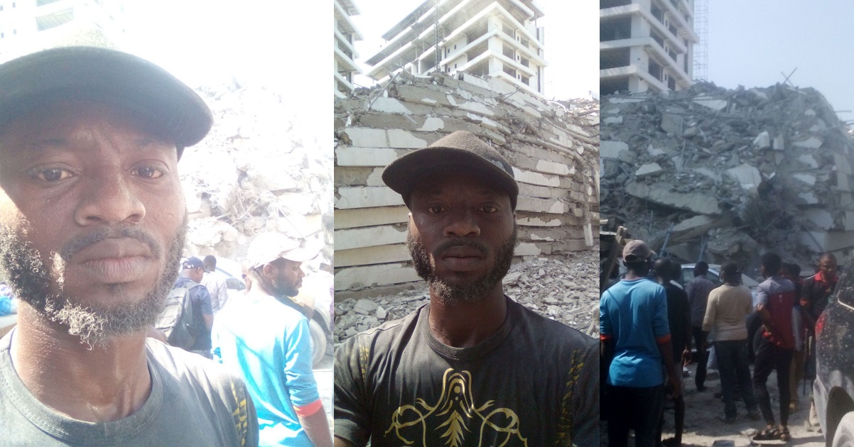 “God spared my life” – Man working in collapsed Ikoyi building just before it fell reveals how he escaped being buried in the rubble