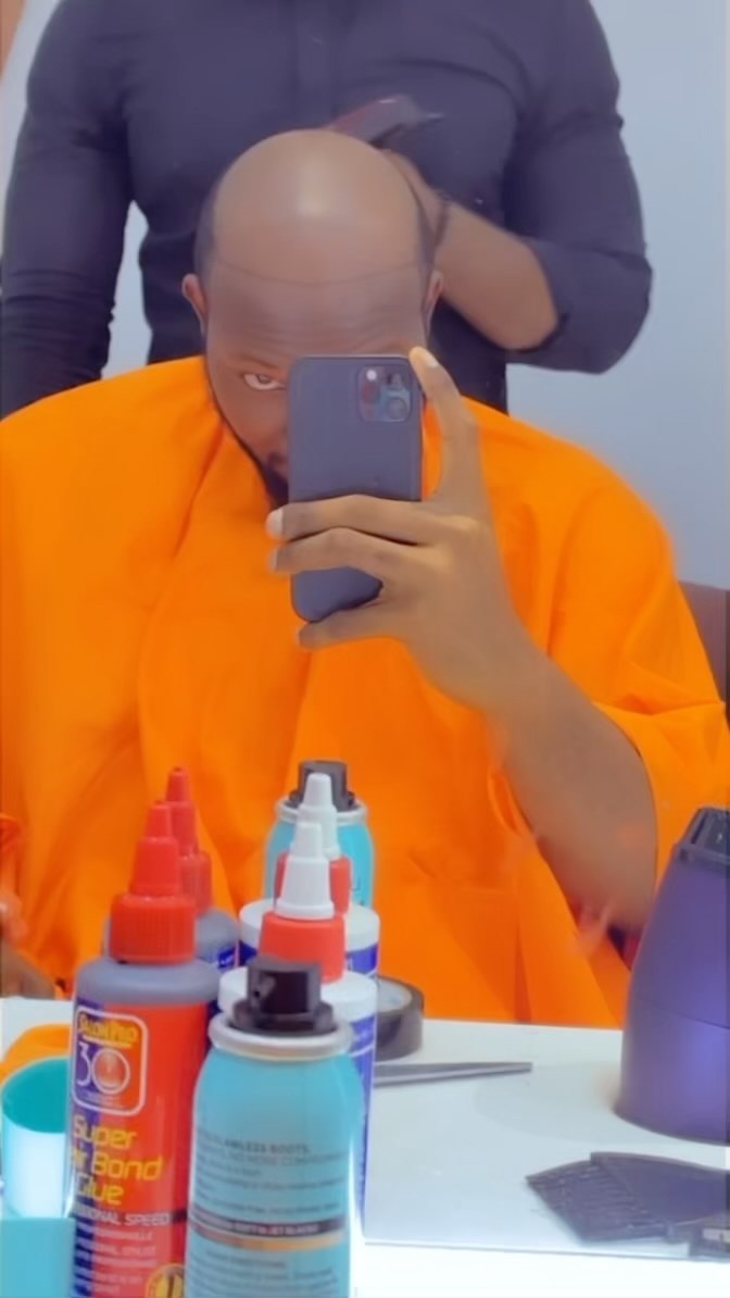 BBNaija star Tuoyo fixes artificial hair to cover his bald head (video) 3 260259506 633329291180654 5164005086561268658 n 3