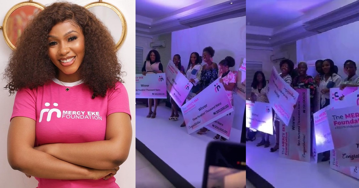 Reality star, Mercy Eke gives out N5million to few business women (Video)