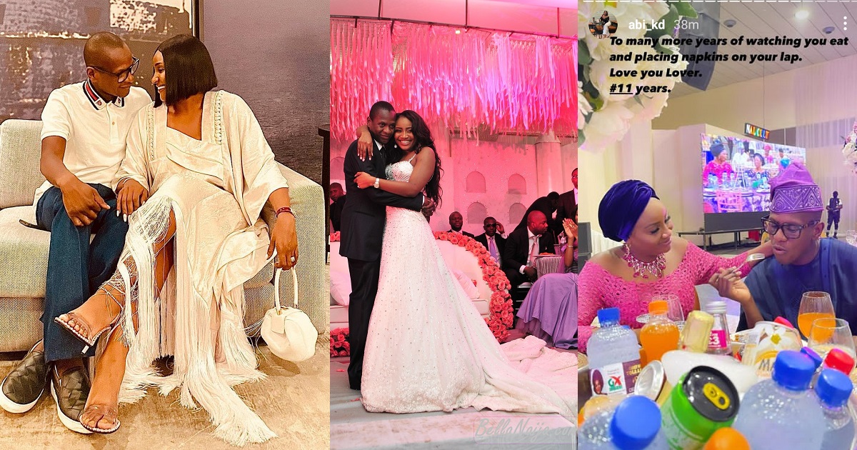 “To many more years of watching you eat and placing napkins on your lap” – Abisola Ajimobi Kola-Daisi tells husband as they celebrate 11th wedding anniversary