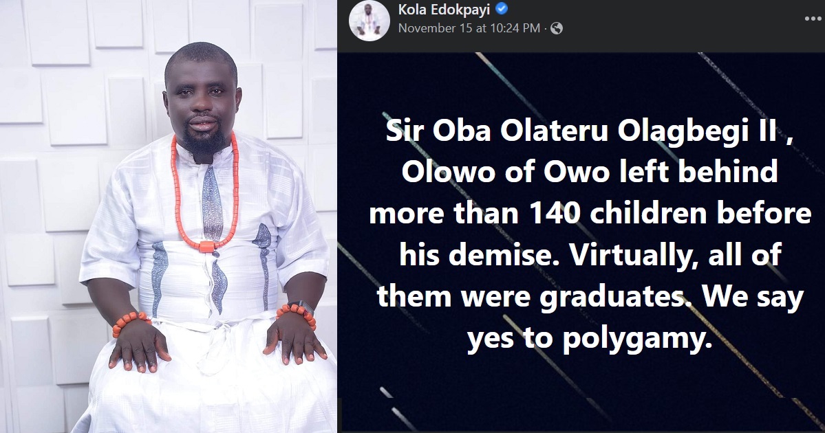 “I am a proud man without side chick but a great supporter and proponent of polygamy” – Human rights activist, Kola Edokpayi
