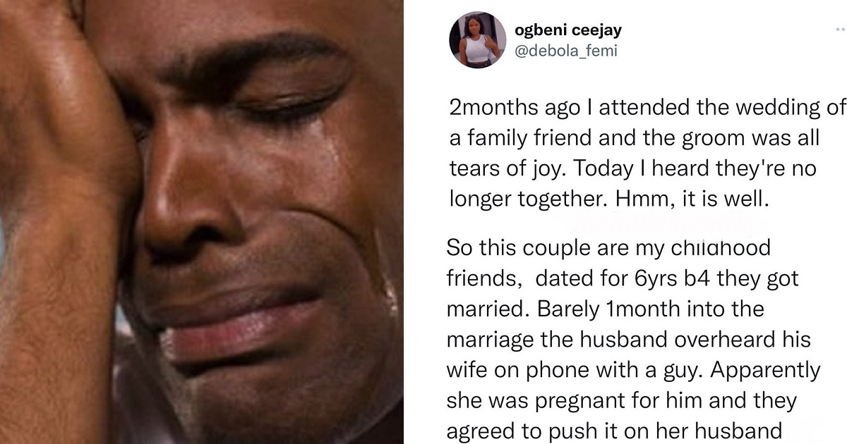 Nigerian man devastated after discovering his wife is pregnant for another man 1 month after their wedding