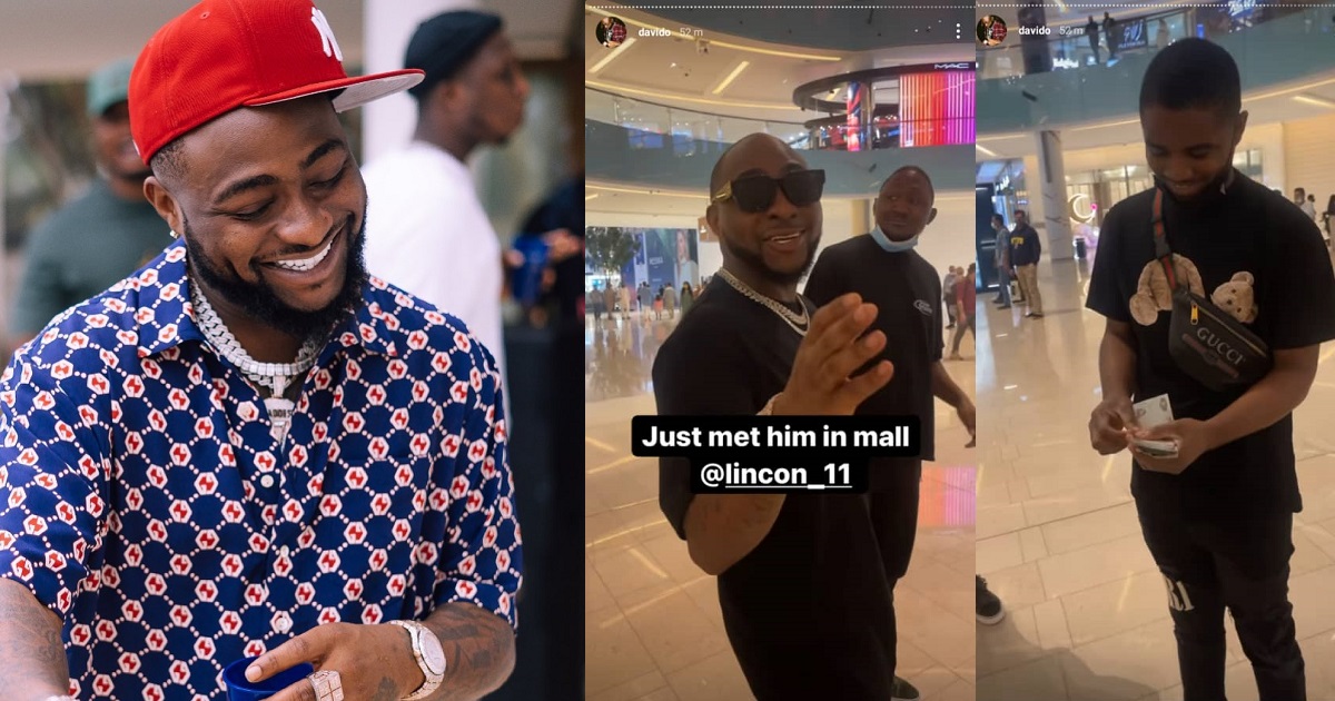 Random fan who met Davido at the mall gifts him 10k dirhams (N1.6m) (Video)