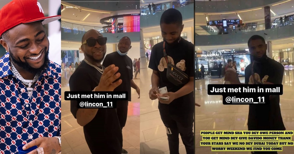 Random fan who gifted Davido N1.6m at Dubai mall called out; threatened over alleged debt