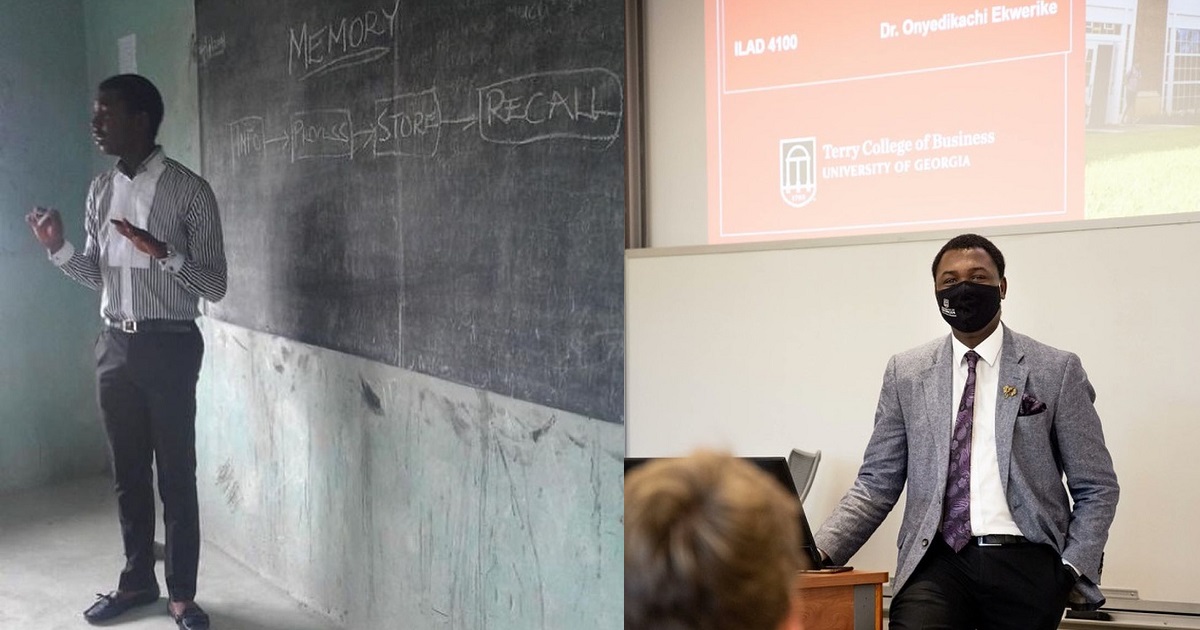 Nigerian man shares inspiring before & after photos to show how far he’s come in his teaching career