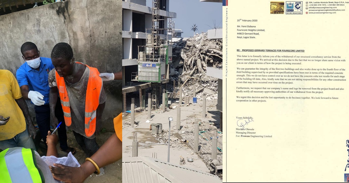 Engineering company formerly working on collapsed Ikoyi building withdrew its consultancy service a year ago because it couldn’t guarantee the integrity of the building
