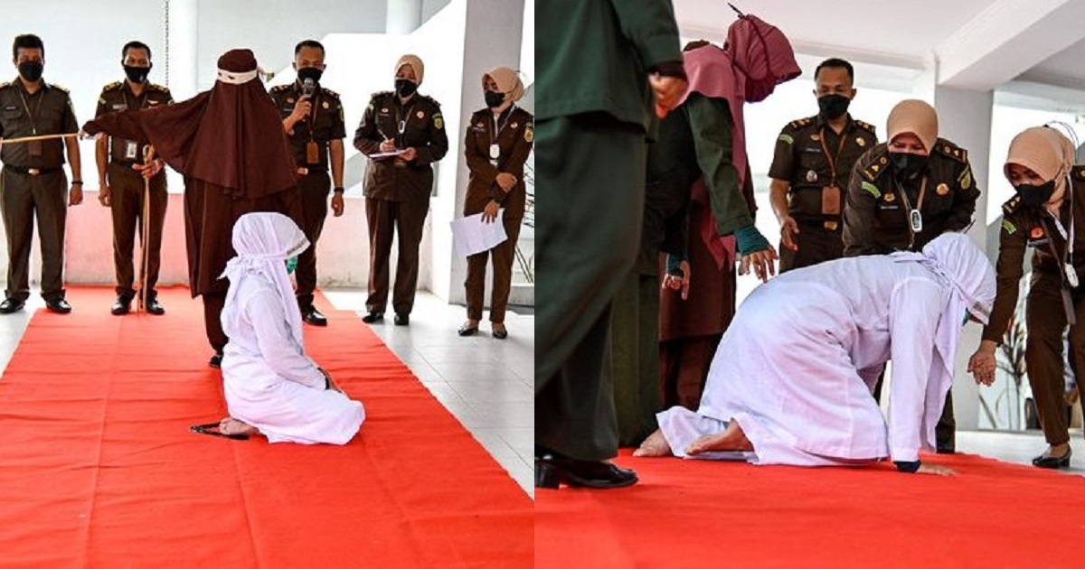 Woman faints as she’s publicly flogged in Indonesia for extramarital affair